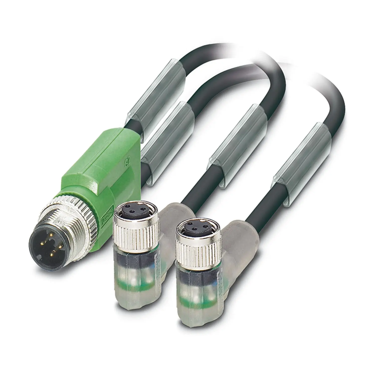 Produktfoto 1 von Phoenix Contact SAC-3P-M12Y/2X3, 3-polig Sensor-Betätigungselementkabel, Gerade Stecker 3 / M8 Buchse, Länge 3 m