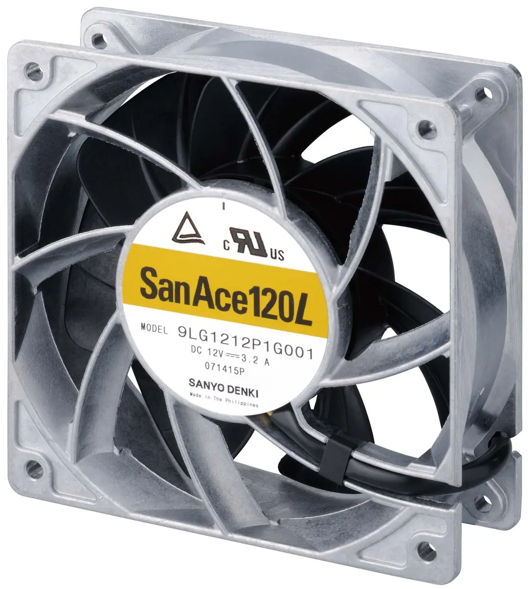 Sanyo Denki San Ace 9LG DC-Axiallüfter, Kugellager, 12 V dc / 38.4W, 120 x 120 x 38mm, 6550U/min, 420m³/h