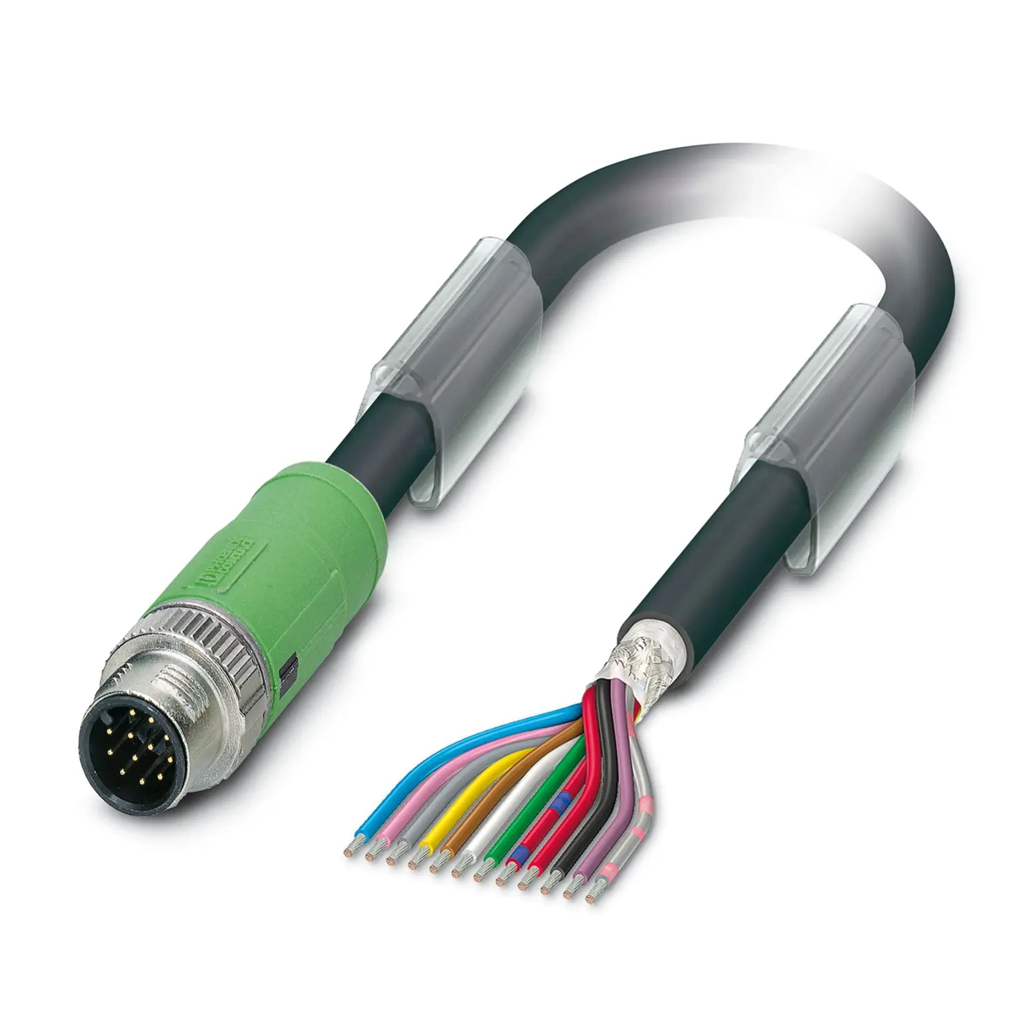 Produktfoto 1 von Phoenix Contact, 12-polig Sensor-Betätigungselementkabel, M12 Stecker 12 / Nicht abgeschlossen, Länge 3 m