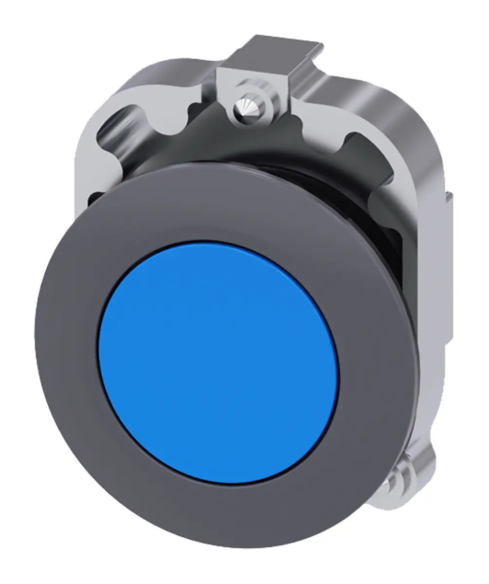 Produktfoto 1 von Siemens SIRIUS ACT Drucktastenkopf Ø 30 mm, Blau Rastend Rund Rund Metall, IP66