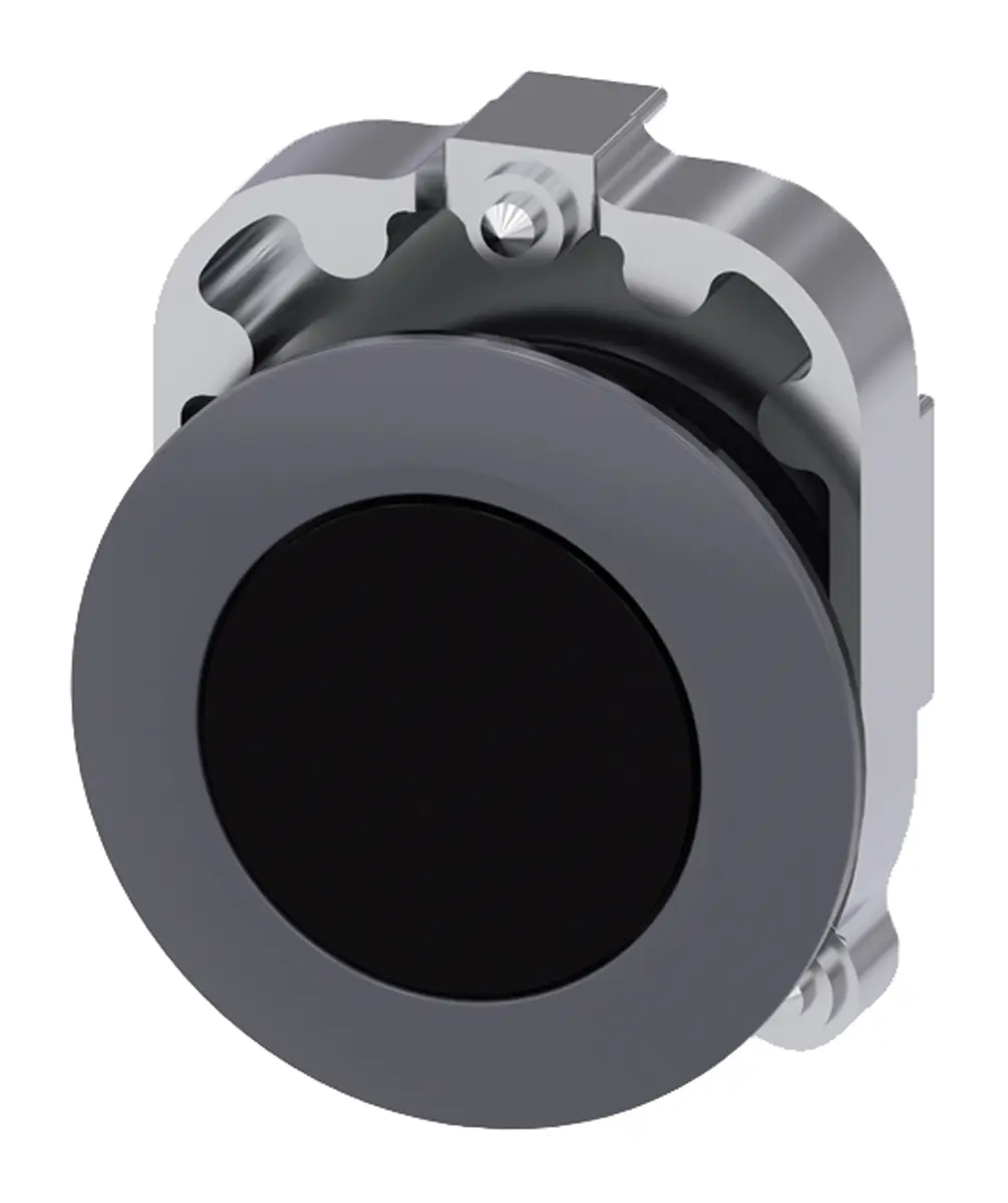 Produktfoto 1 von Siemens SIRIUS ACT Drucktastenkopf Ø 30 mm, Schwarz Rastend Rund Rund Metall, IP66