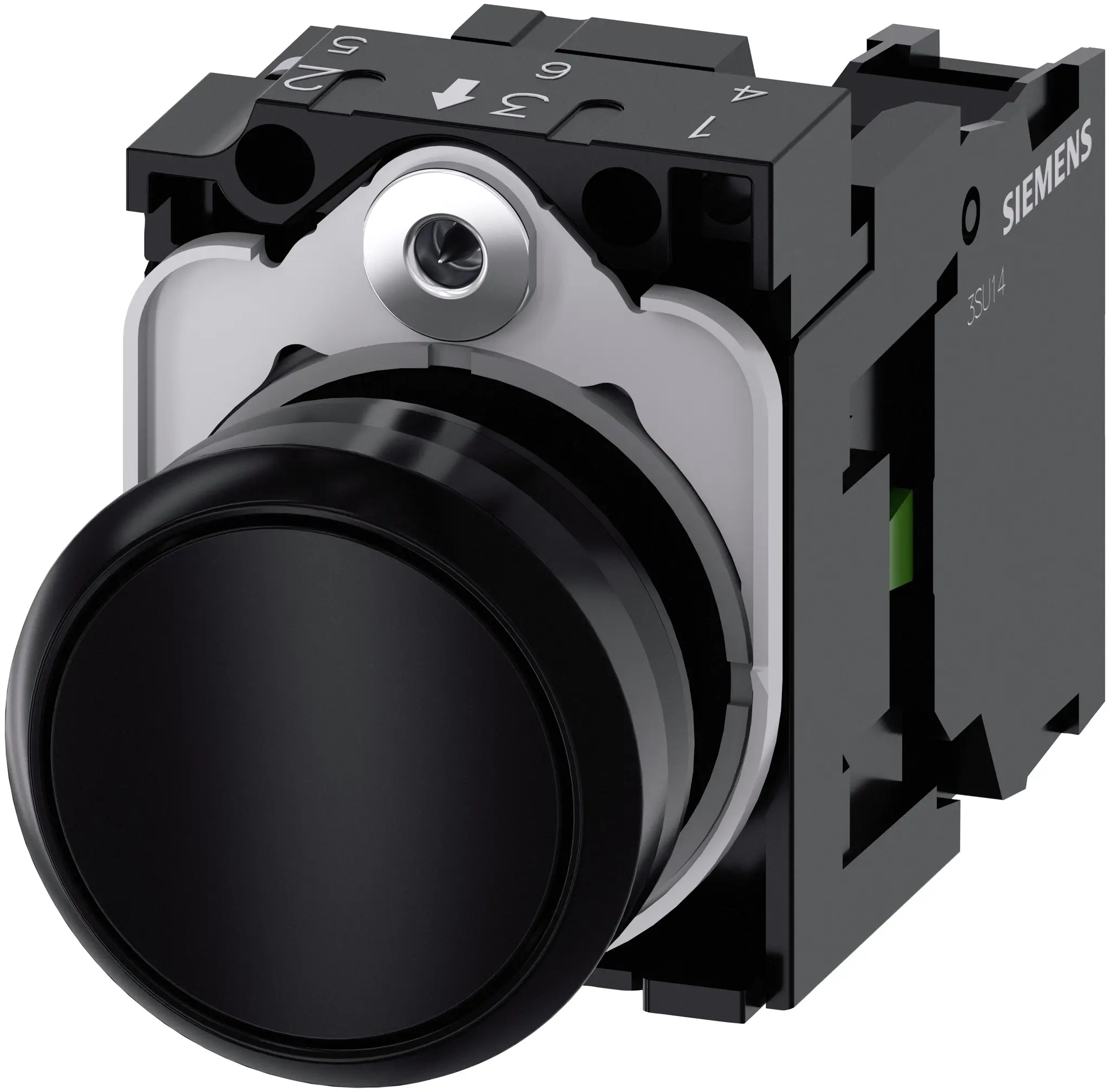 Produktfoto 1 von Siemens SIRIUS ACT 3SU11 Drucktasten-Kompletteinheit Panel Ø 22 mm, SPST Schwarz, IP40, IP20, IP66, IP69