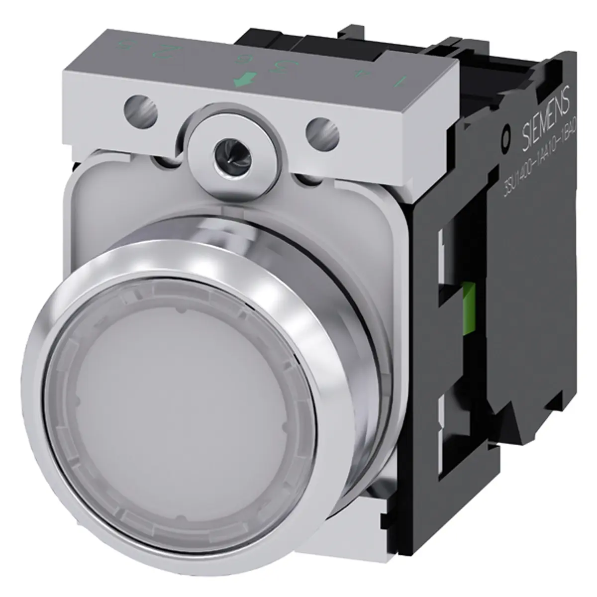 Siemens SIRIUS ACT 3SU11 Drucktasten-Kompletteinheit Beleuchtet Frontplattenmontage Ø 22 mm, SPST Weiß, IP69K, IP40,