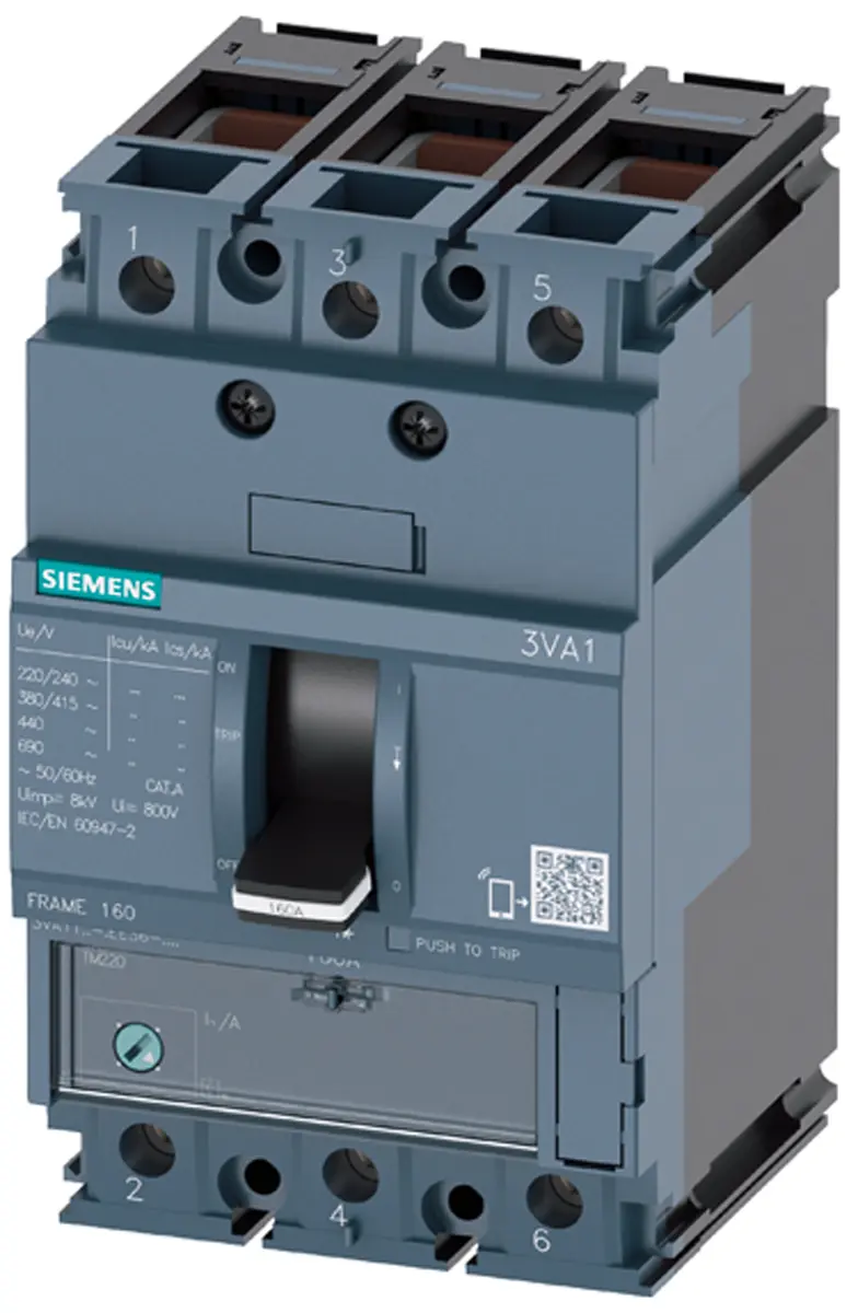 Produktfoto 1 von Siemens SENTRON SENTRON, Kompaktschutzschalter 3-polig, 80 A Feststehend / Abschaltvermögen 25 kA 690 V ac 500 V dc