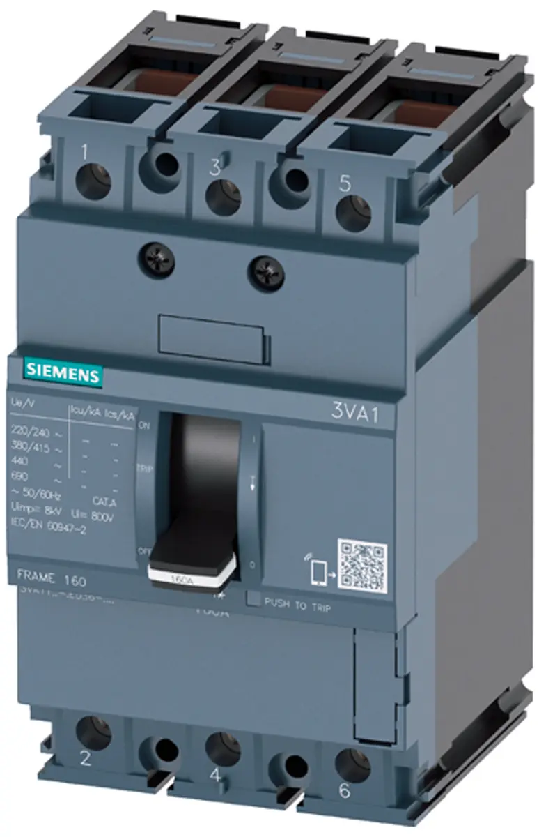 Produktfoto 1 von Siemens SENTRON SENTRON, Kompaktschutzschalter 3-polig, 80 A Feststehend / Abschaltvermögen 25 kA 690 V ac 500 V dc