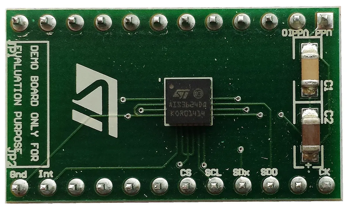 Produktfoto 1 von STMicroelectronics AIS3624DQ, Adapterplatine Entwicklungstool Sensor, Beschleunigungssensor für DIP-24