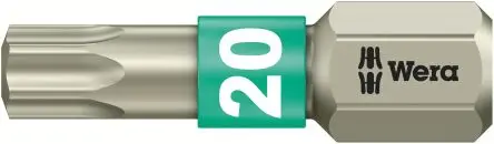 Produktfoto 1 von Wera 6.35 mm T20 Schraubbit, Sechskant Edelstahl, 1-teilig, 25 mm