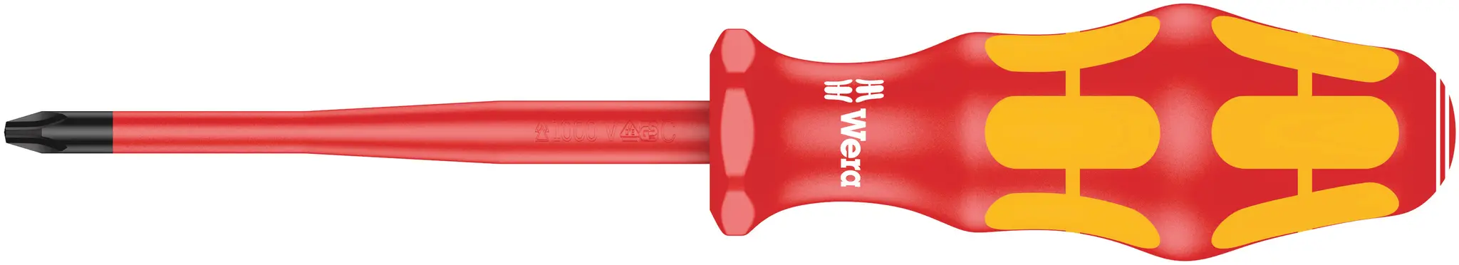 Produktfoto 1 von Wera VDE 1000V zugelassen PH2 Isoliert, Verchromt, Edelstahl, 205 mm / Klinge 100 mm