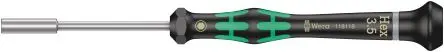 Produktfoto 1 von Wera 3.5 mm Sechskant Steckschlüssel-Handgriff Schließer (NO), Länge 157mm / Klinge 60 mm