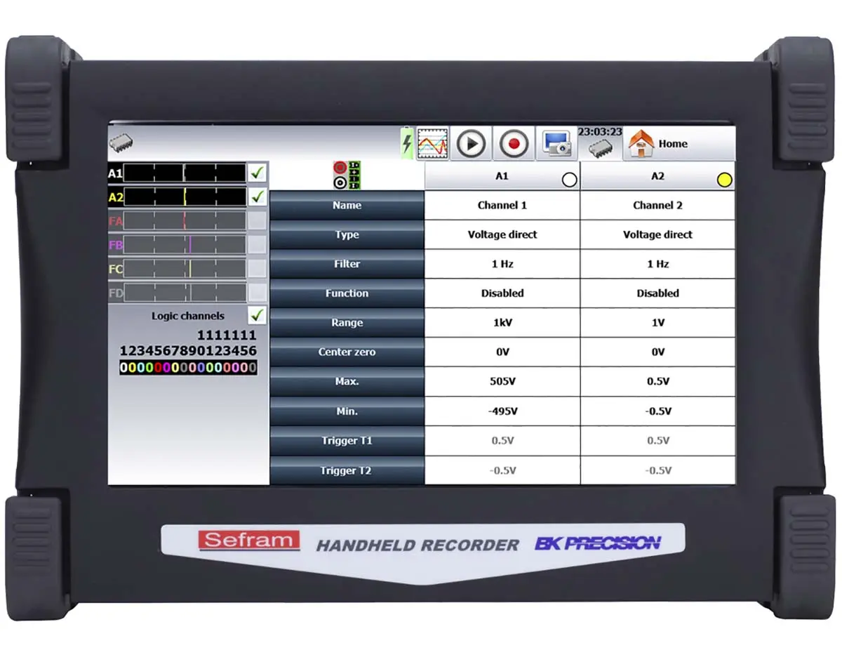 Produktfoto 1 von Sefram 1Msps 2-Kanal Datenerfassungssystem, Ethernet, USB-Anschluss, Analog, Digital-Eingang, Batterie-, Netzbetrieb,