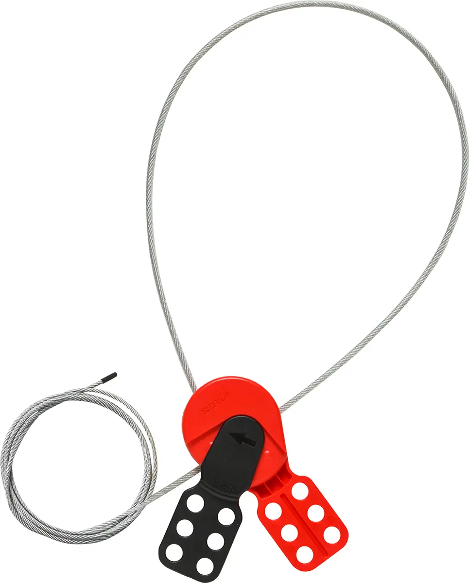 Produktfoto 1 von Brady Polycarbonat Aussperrung Typ Kabelverriegelungsvorrichtung, 6-fach Verriegelung 9.4 mm, Rot, Schwarz