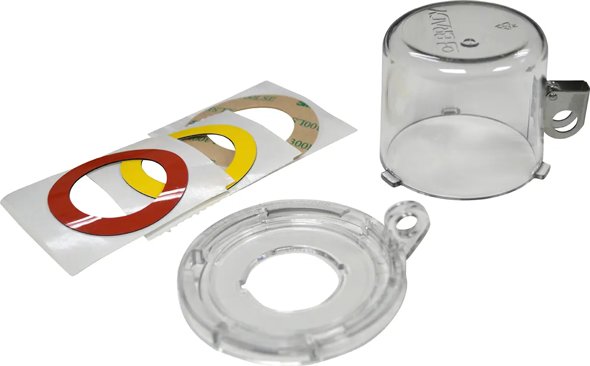 Produktfoto 1 von Brady Polycarbonat Aussperrung Typ Drucktaster- und Drehschalter-Sperren, 1-fach Verriegelung 7 mm, Klar