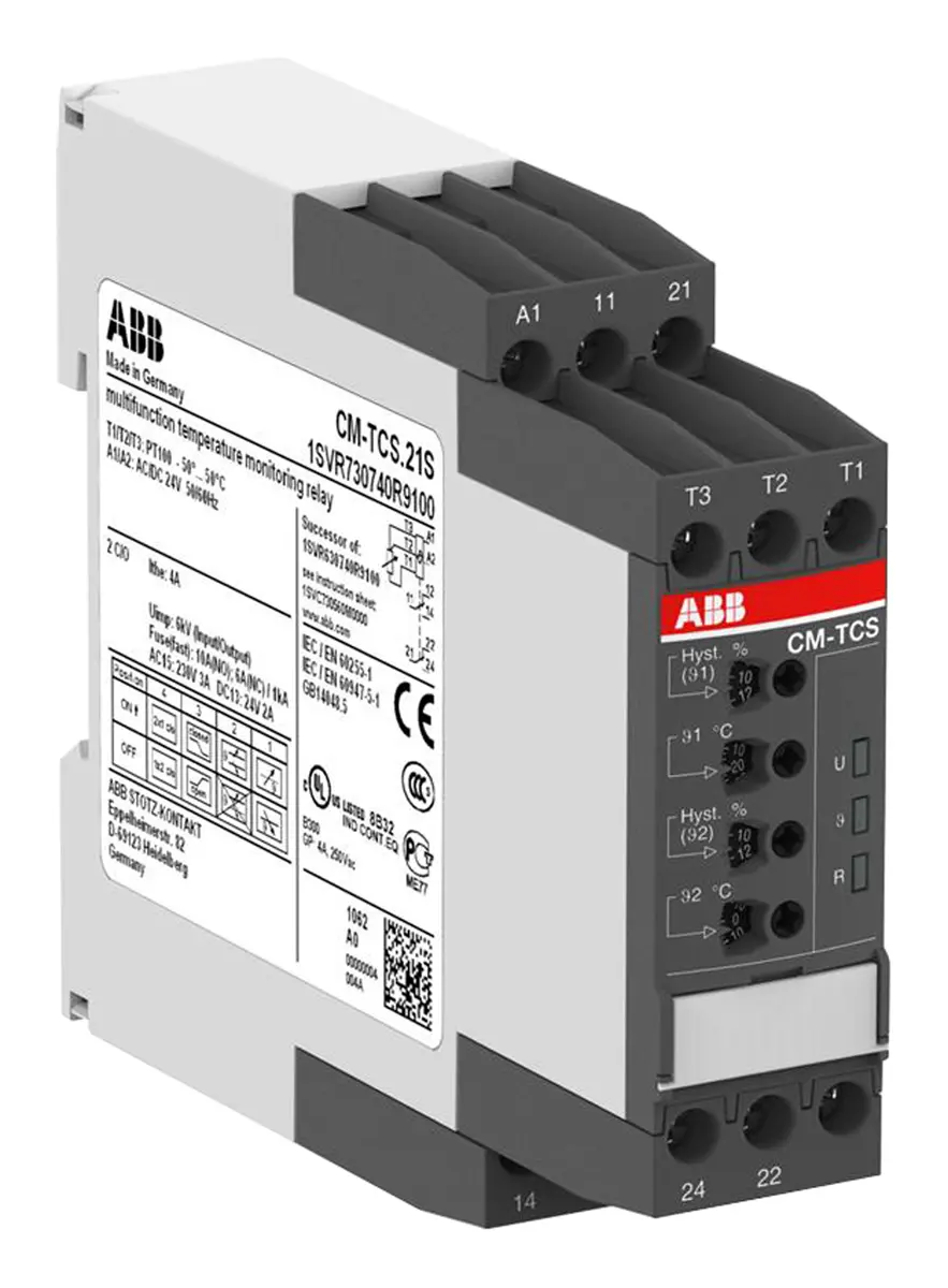 Produktfoto 1 von ABB CM-TCS Überwachungsrelais 3-phasig, 1-poliger Umschalter DIN-Hutschiene