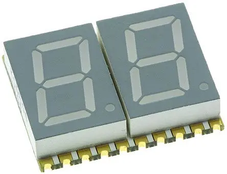 Produktfoto 1 von Kingbright KCDA04 LED-Anzeige 7 Segmente 2 Zeichen Anode, Grün 570nm 11mcd Zeichenbreite 5.6 mm Rechts Zeichenhöhe 10.2