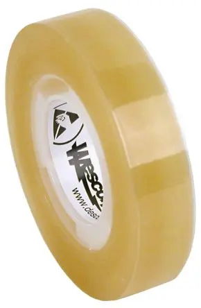 Produktfoto 1 von Desco Europe ESD Klebeband, Klar, Gummi (Basis), Zellulose, Nichtleitend, 32.9 m x 12mm