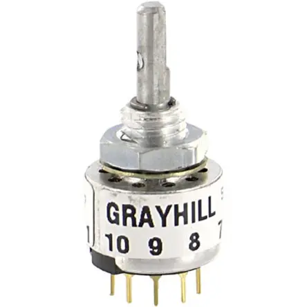 Produktfoto 1 von Grayhill 10-Stufen 56 Drehschalter / 200 mA Leiterplatten-Anschlussklemme, 12.19 mm x 12.7 mm x 9.53 mm