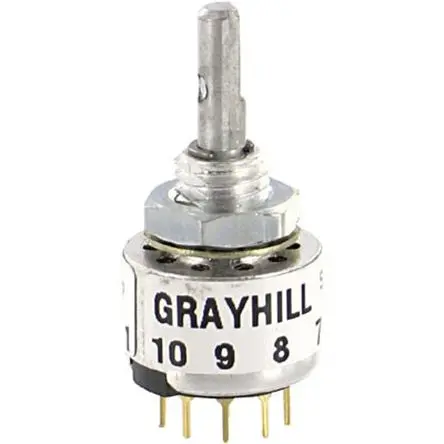 Produktfoto 1 von Grayhill 10-Stufen 56 Drehschalter / 200mA Leiterplatten-Anschlussklemme, 12.19 mm x 12.7mm x 9.53 mm