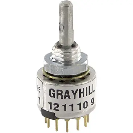 Produktfoto 1 von Grayhill 12-Stufen 56 Drehschalter / 200 mA Leiterplatten-Anschlussklemme, 12.19 mm x 12.7 mm x 9.58 mm