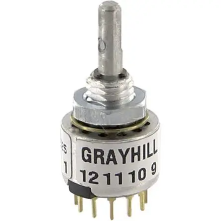 Produktfoto 1 von Grayhill 12-Stufen 56 Drehschalter / 200mA Leiterplatten-Anschlussklemme, 12.19 mm x 12.7mm x 9.58 mm