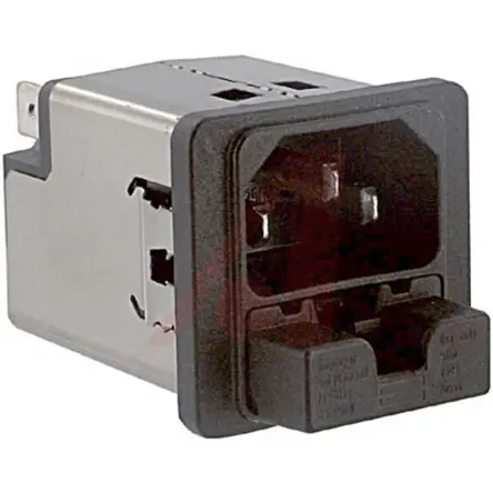 Schurter 10A C14 IEC-Steckverbinder Stecker 5 x 20 mm Sicherung, 250V ac, Frontplattenmontage Schnellverbindung, 2
