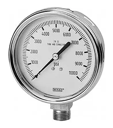 Produktfoto 1 von WIKA MNPT 233.54 Manometer 100 mm → 100 psi ±1 % Edelstahl Gehäuse 1/2 in