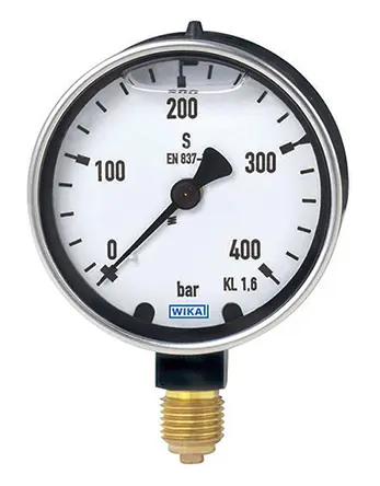 Produktfoto 1 von WIKA Mit Gewinde 213.40 Manometer 63 mm 0 psi → 100 psi ±2 % Geschmiedetes Messing Gehäuse 1/4 in G