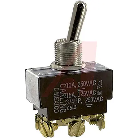 Produktfoto 1 von Carling Panel Kippschalter 2-poliger Wechsler, Ein-Ein, 250 V ac, 15A, Schraube