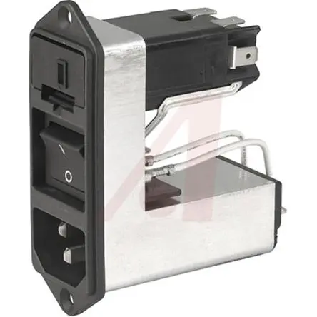 Produktfoto 1 von Schurter 10A C14 IEC-Steckverbinder Stecker mit 2-Pol Schalter 6.3 x 32 mm Sicherung, 250V ac, Schraubanschlussklemme