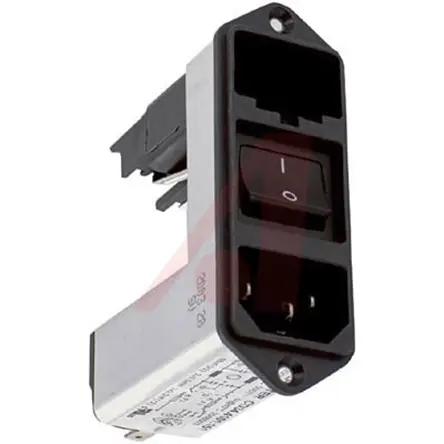 Produktfoto 1 von Schurter 4A C14 IEC-Steckverbinder Stecker mit 2-Pol Schalter 5 x 20 mm Sicherung, 250V ac, Schraubanschlussklemme