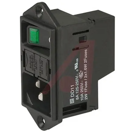 Schurter DD11 IEC-Steckverbinder C14 250V, Gerade Buchse, Frontplattenmontage 10A, 1 Sicherung/en mit 5 x 20 mm
