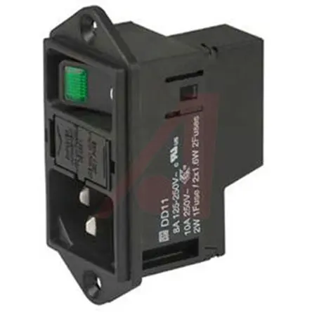 Schurter DD11 IEC-Steckverbinder C14 250 V, Gerade Buchse, Frontplattenmontage 10A, 2 Sicherung/en mit 5 x 20 mm