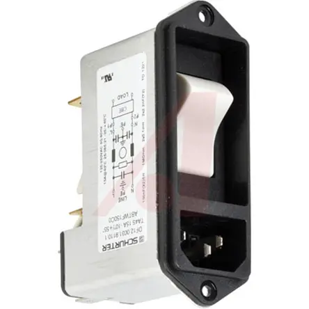 Produktfoto 1 von Schurter 15A C14 IEC-Steckverbinder Stecker mit 2-Pol Schalter 5 x 20 mm Sicherung, 250V ac, Schraubanschlussklemme