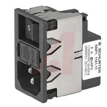 Schurter 6A C14 IEC-Steckverbinder Stecker mit 2-Pol Schalter 5 x 20 mm Sicherung, 250V ac, Einrastmontage