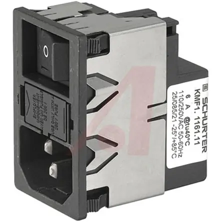 Schurter 1A C14 IEC-Steckverbinder Stecker mit 2-Pol Schalter 5 x 20 mm Sicherung, 250V ac, Einrastmontage