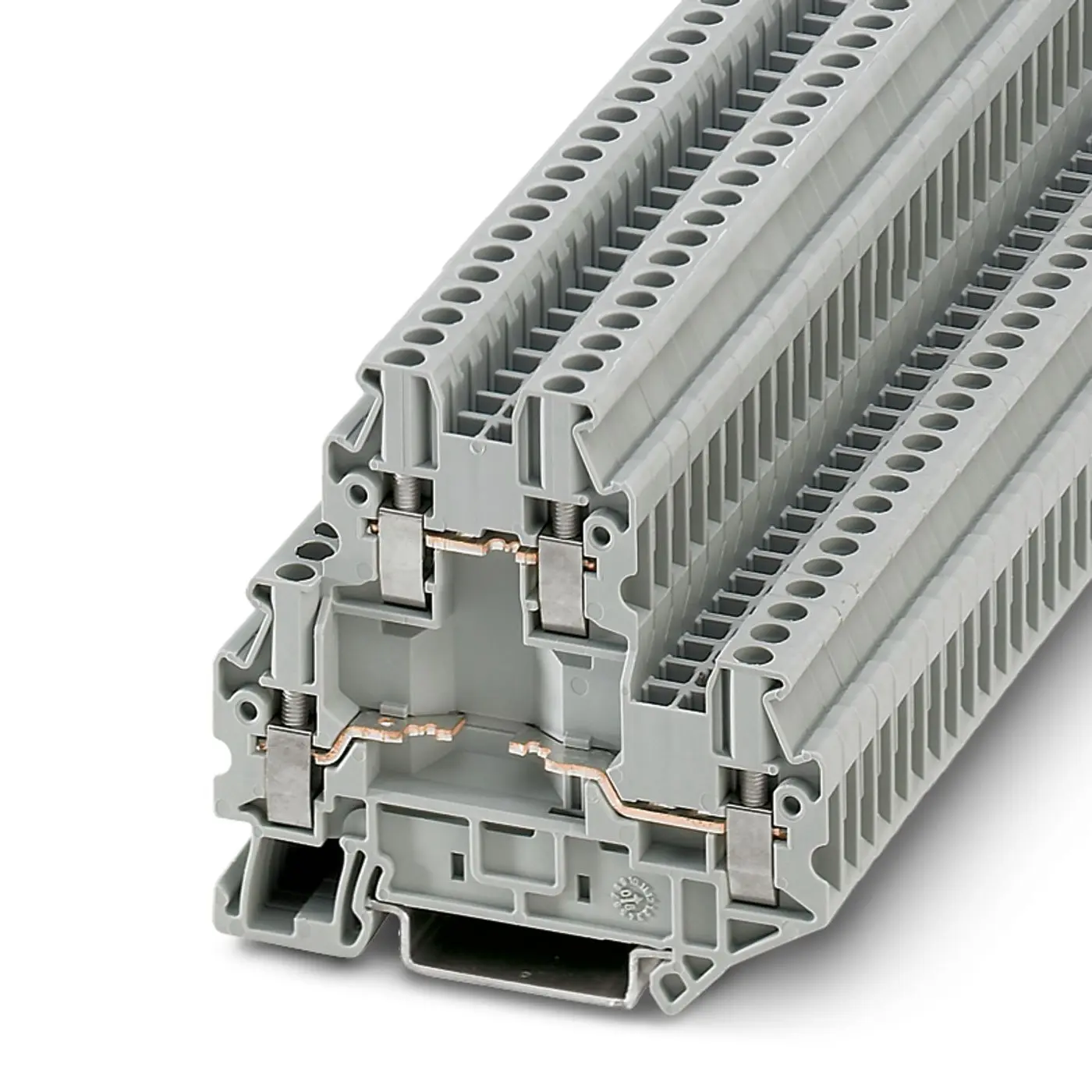 Produktfoto 1 von Phoenix Contact UTTB 2.5- 2-BE Anschlussklemmenblock für Durchkontaktierung 2 Grau, 0.14 to 4 mm²