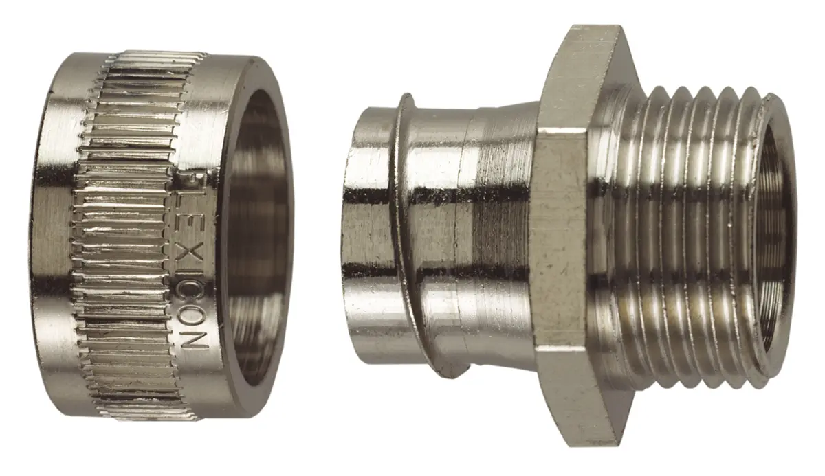 Produktfoto 1 von Flexicon FU Messing vernickelt Kabelrohr Befestigung Kabelrohr M50 50 mm Nickel-Finish IP40