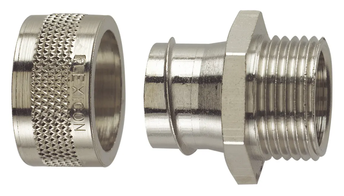 Produktfoto 1 von Flexicon FSU Messing vernickelt Kabelrohr Befestigung Kabelrohr M63 63 mm Grau Nickel-Finish IP54