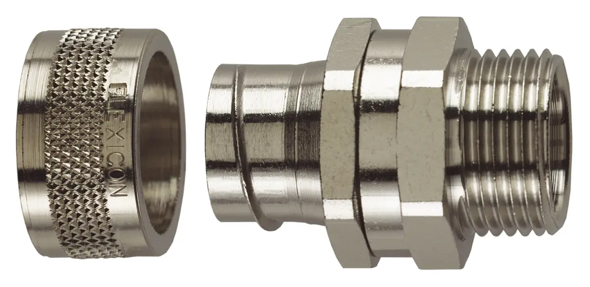 Produktfoto 1 von Flexicon FSU Messing vernickelt Kabelrohr Befestigung Kabelrohr M50 50 mm Nickel-Finish IP54