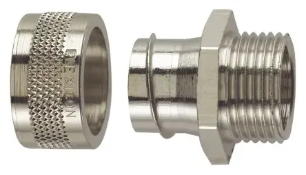 Produktfoto 1 von Flexicon FSU Messing vernickelt Kabelrohr Befestigung M-Typ-Anschlussstück (metrisches Gewinde) M32 32 mm Nickel-Finish