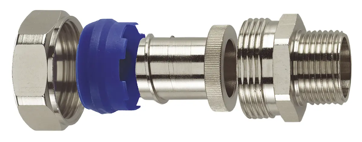 Produktfoto 1 von Flexicon FSU Messing vernickelt Kabelrohr Befestigung Kabelrohr M50 50 mm Nickel-Finish IP65