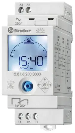 Produktfoto 1 von Finder Digital 12 DIN-Schienen-Zeitschaltuhr 230V ac, Stunden, Minuten, 1-Kanal, Schraube