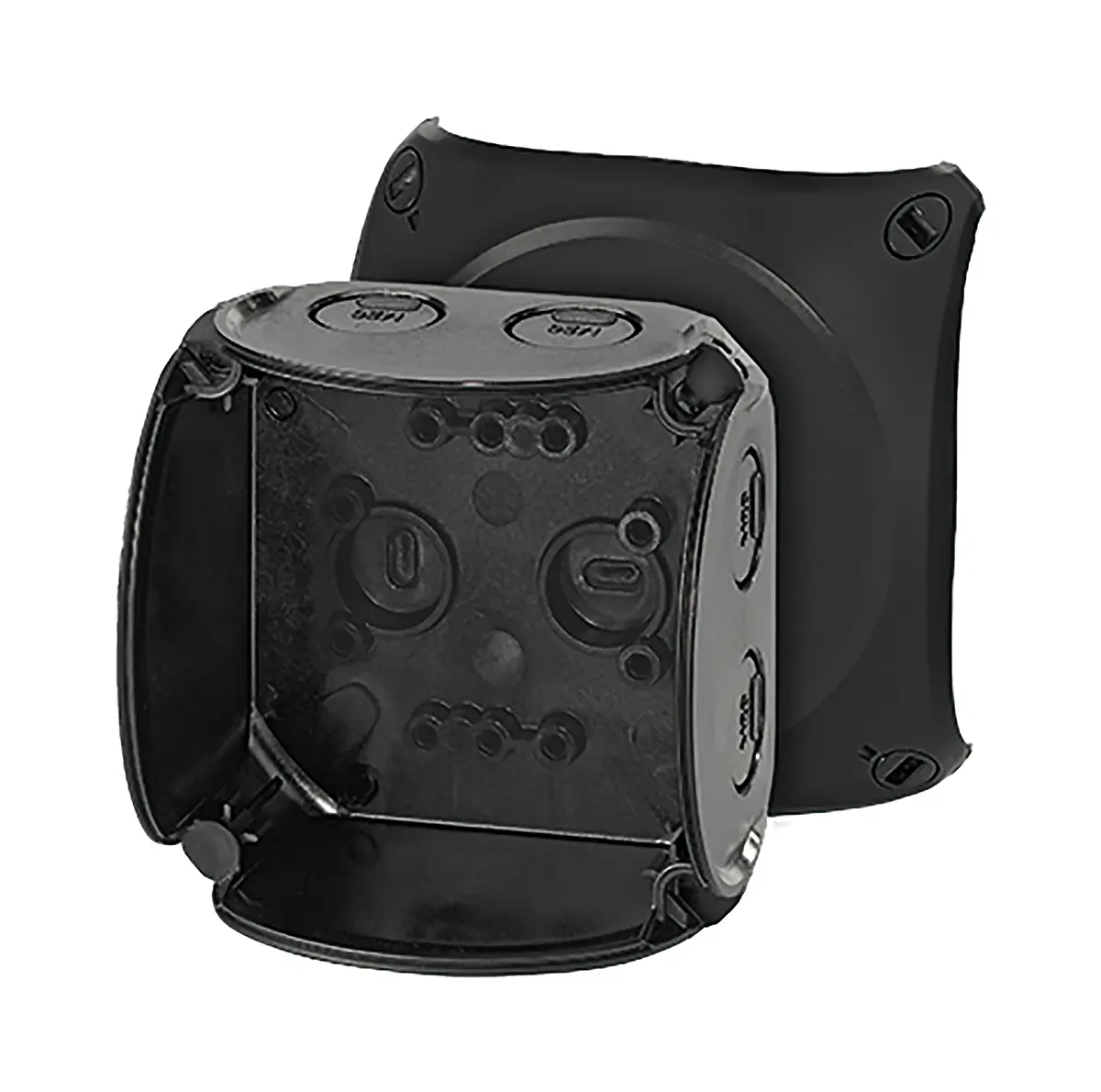 Produktfoto 1 von HENSEL KF 0200 B Polycarbonat Abzweigdose Schwarz IP66, IP40 Breite 93 mm Höhe 93 mm