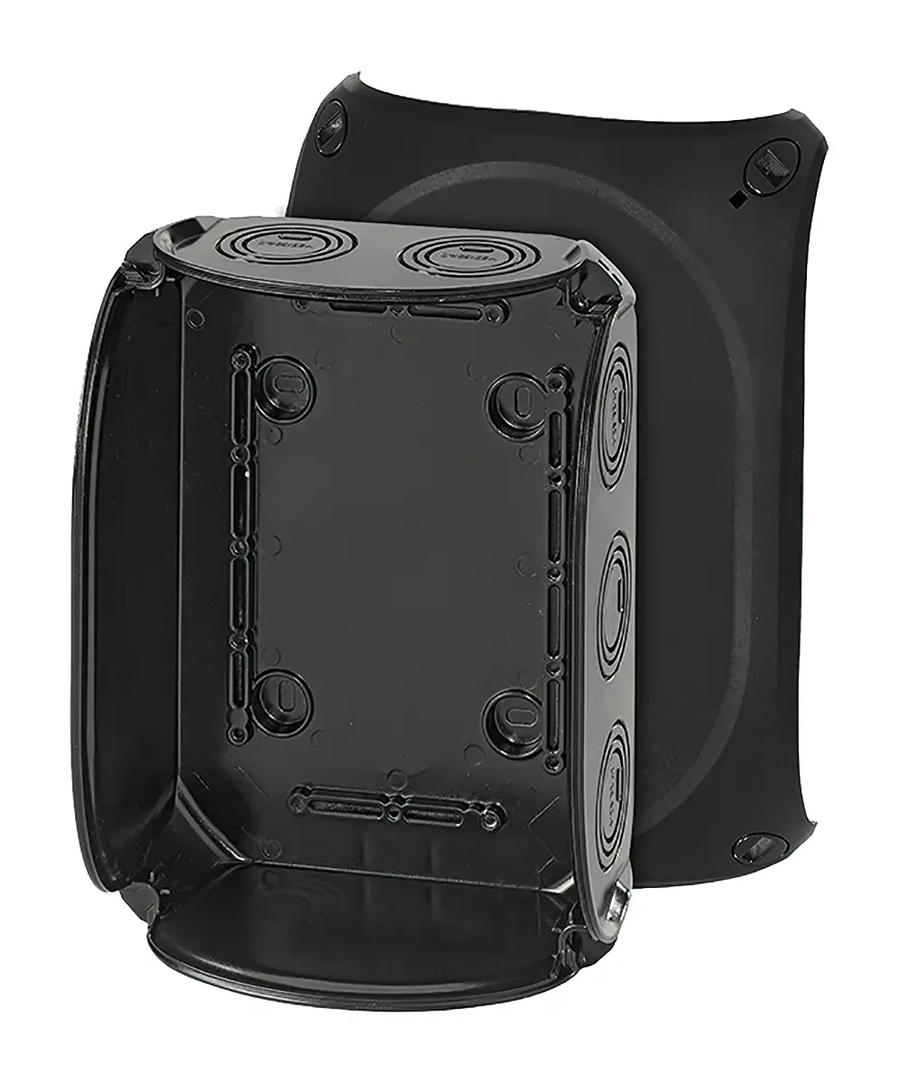 Produktfoto 1 von HENSEL KF 1600 B Polycarbonat Abzweigdose Schwarz RAL 9011, Schwarz IP40, IP66 Breite 210 mm Höhe 155 mm