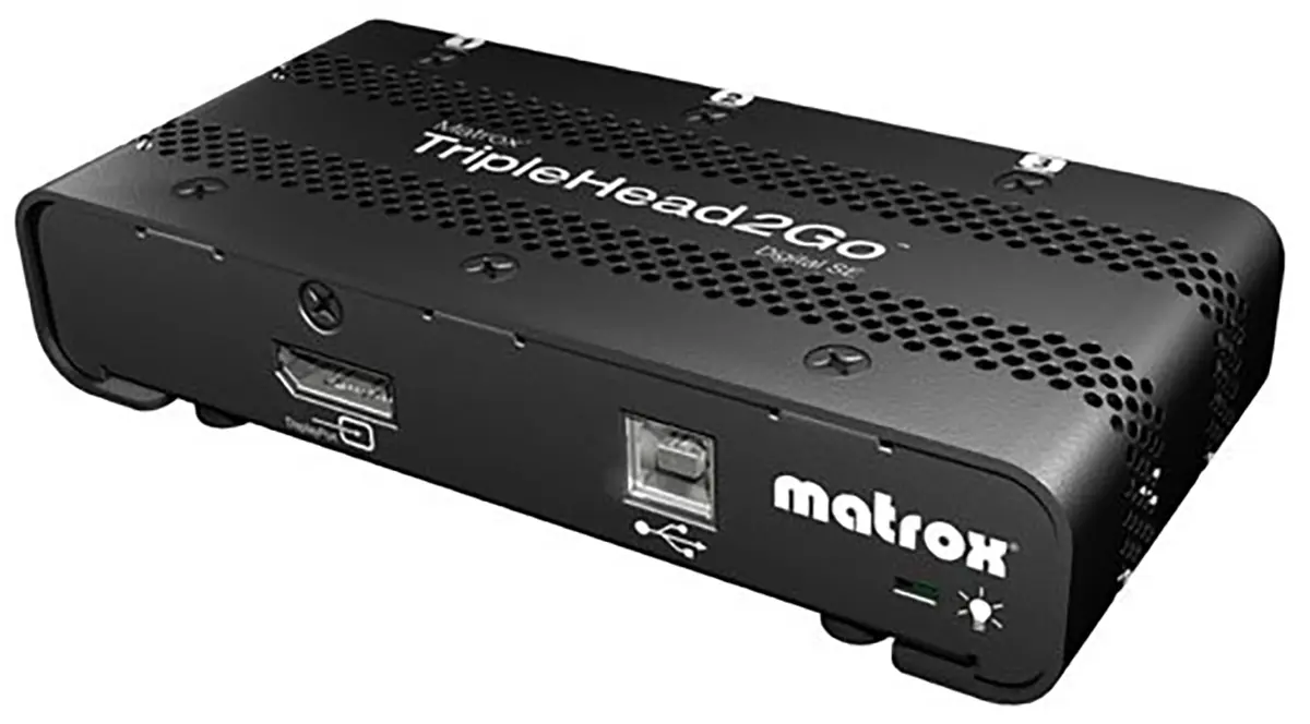 Produktfoto 1 von Matrox Multi-Anzeigen-Adapter DVI 6-Port Multi-Monitor-Adapter, 5760 x 1080 pixel 1 Videoeingänge 3 Videoausgänge