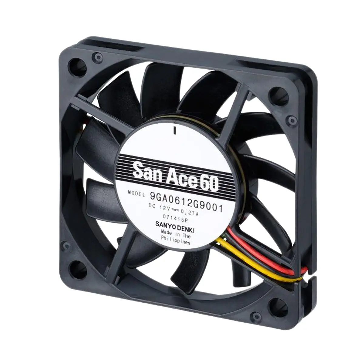Sanyo Denki San Ace 9GA DC-Axiallüfter, Kugellager, 12 V dc / 3.24W, 60 x 60 x 10mm, 6200U/min, 37m³/h