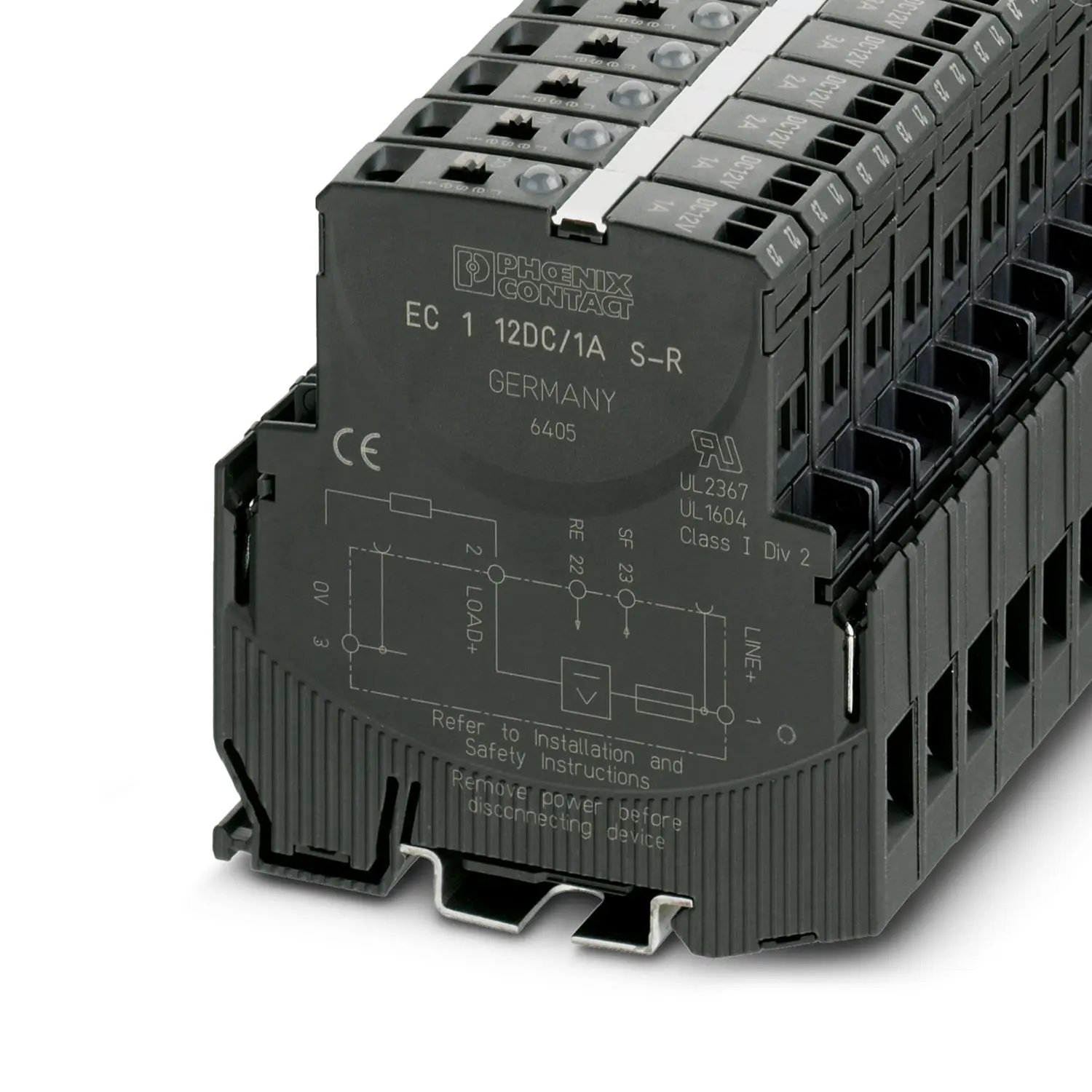 Produktfoto 1 von Phoenix Contact EC 1 EC Elektronischer Schutzschalter 24 V, 2 A Sockelelement L. 80 mm x 12.5 mm