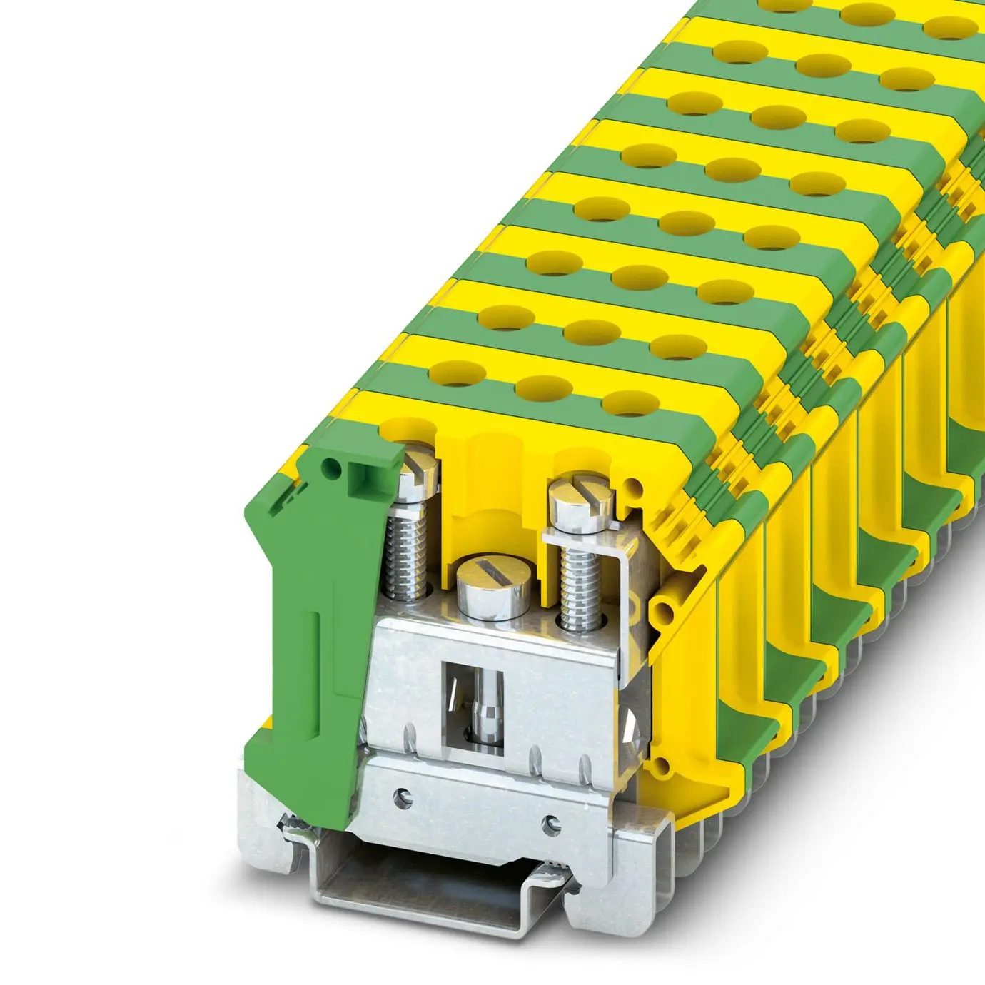 Produktfoto 1 von Phoenix Contact UTI 35-PE Schutzleiterklemme 1 Grün, Gelb, 0.75mm², 35 mm², 8kV Schraubbefestigung