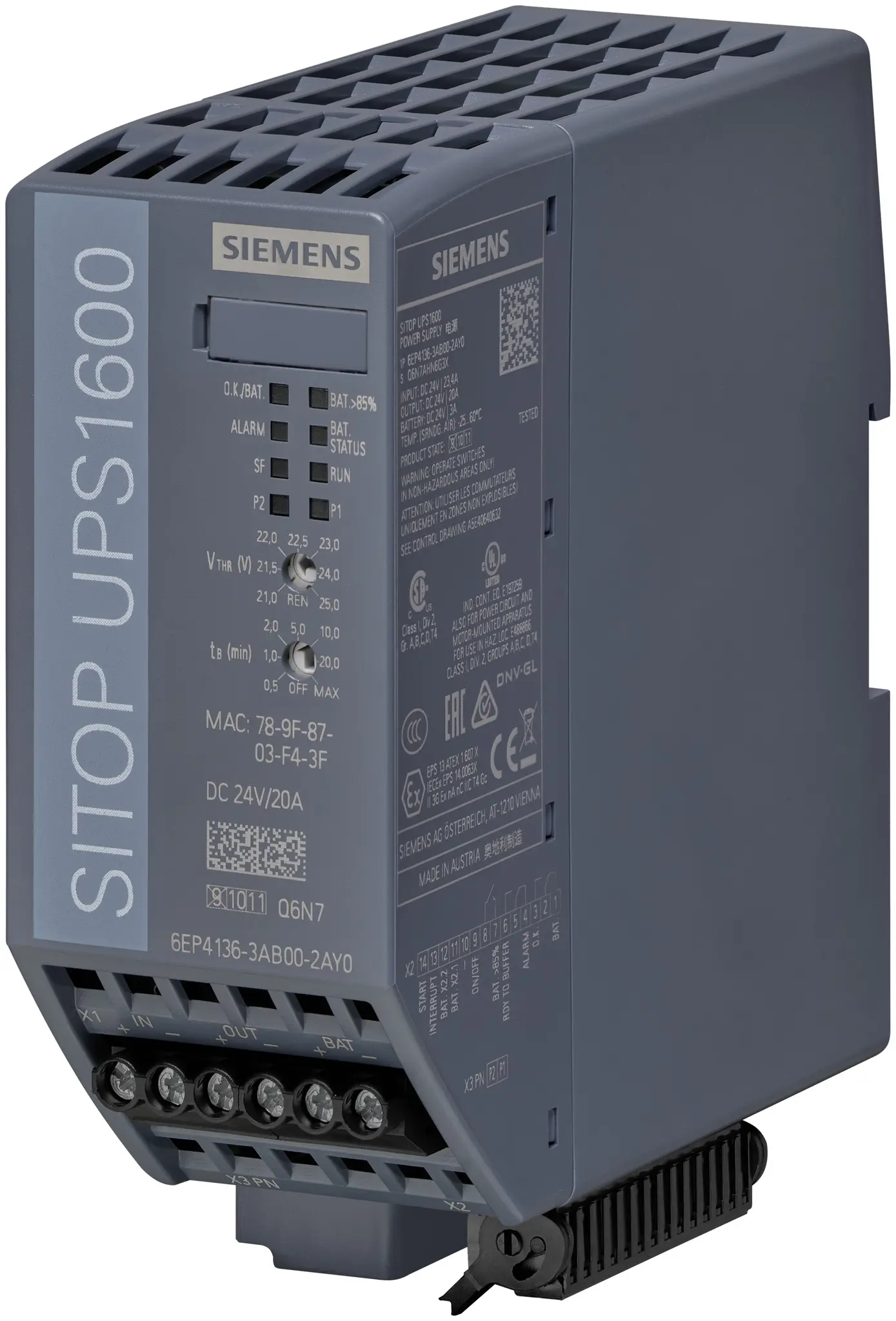 Produktfoto 1 von Siemens DIN-Schienen USV Stromversorgung 480W, 24V dc