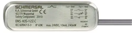 Produktfoto 1 von Schmersal BNS40S Magnetisch 1 m Kabel Berührungsloser Sicherheitsschalter 100V dc aus Edelstahl, Kodierschalter