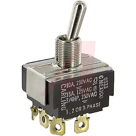 Produktfoto 1 von Carling Panel Kippschalter 3-poliger Wechsler, Ein-Aus, 250 V ac, 15A, Schraube